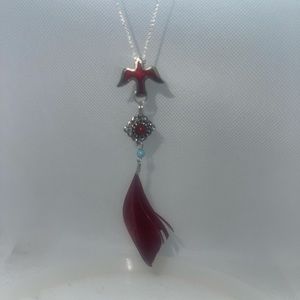 Red Feathered Thunderbird Necklace/& Brooch